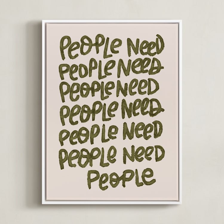 "People Need People" - Art Print in Hunter by Lissabeth Anglin - Framed Canvas