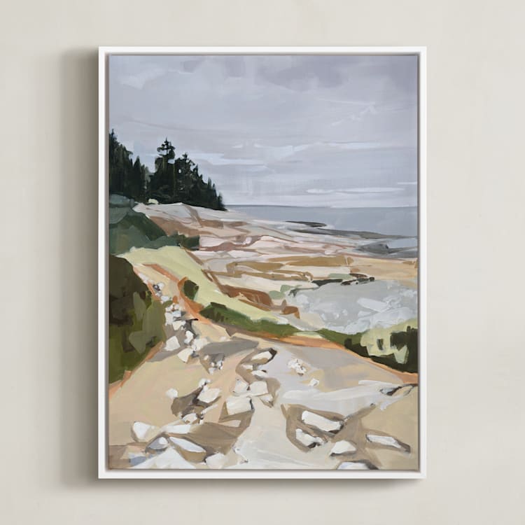 "Schoodic I" - Art Print in Grey by Jess Franks - Framed Canvas