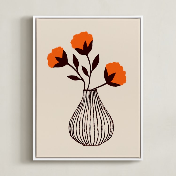"rouge l" - Art Print in Poppy by Marabou Design - Framed Canvas