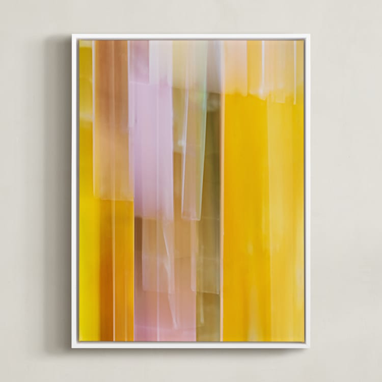 "Luminous Stripes 2" - Art Print in Golden Amber by Rebecca Rueth - Framed Canvas