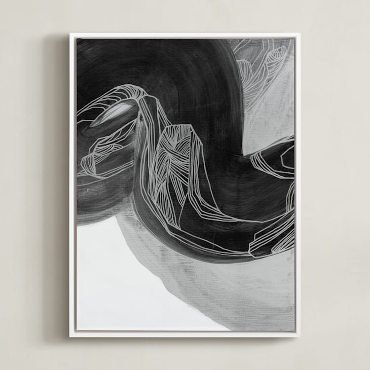 "Black Brush 2" - Art Print in Silky Black by Kirsta Benedetti - Framed Canvas