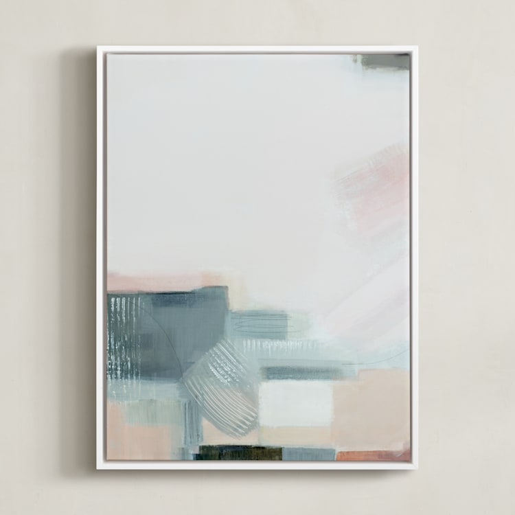 "Sunset Ridge ll" - Art Print in sunset blush by AlisonJerry - Framed Canvas