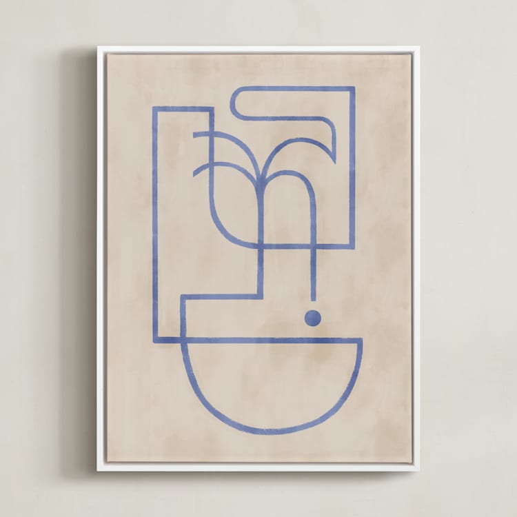 "Through My Window I" - Art Print in soft blue by Pati Cascino - Framed Canvas