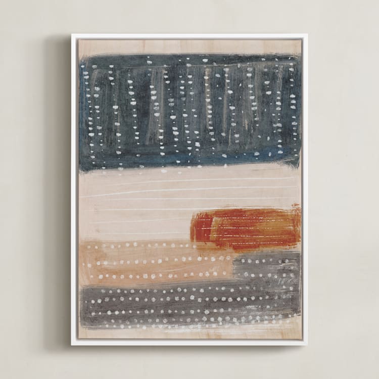 "Light Rustic Formation II" - Art Print in Gray Blue by Angel Walker - Framed Canvas