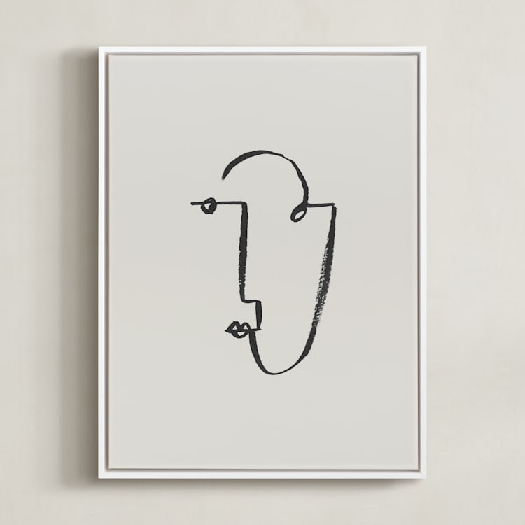 "Face Study II" - Art Print in Creamy White by Chelsea Petaja - Framed Canvas