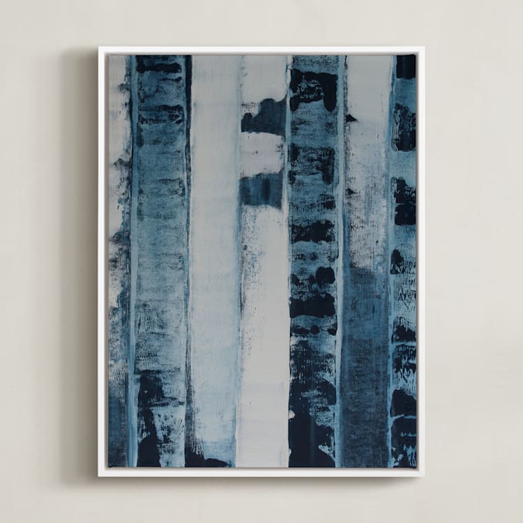 "Blue Encounter" - Art Print in Bold Blue by Colleen Ehrlich - Framed Canvas