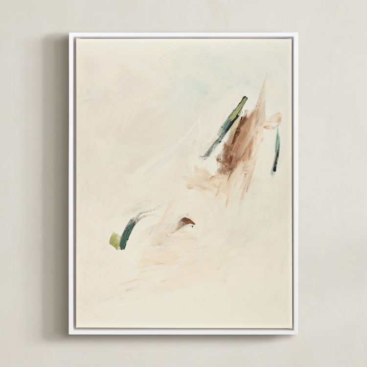 "Spring Abstract Diptych I" - Art Print in Cream by Caryn Owen - Framed Canvas