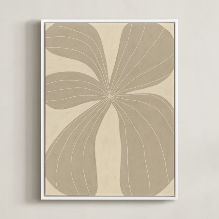 "Beige Flower" - Art Print in Sand Beige by Alisa Galitsyna - Framed Canvas
