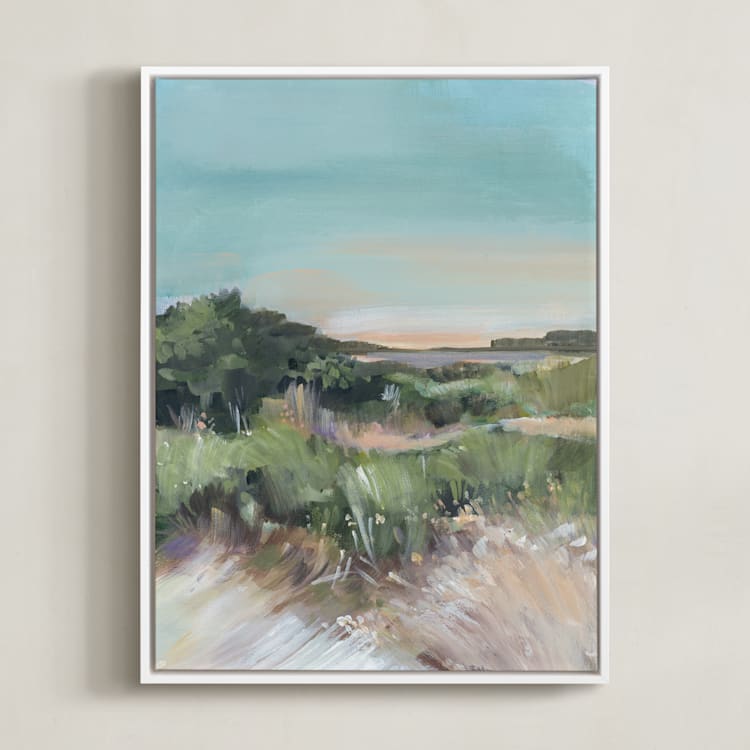 "Sunset on the Dunes 1" - Art Print in Misty Blue by AlisonJerry - Framed Canvas