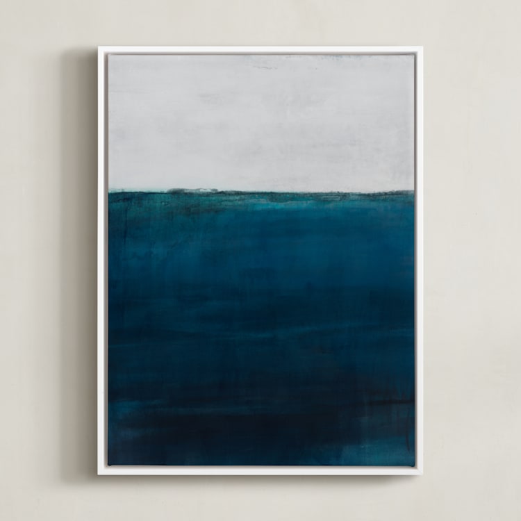 "Below the Sea" - Art Print in Ocean Blue by Melissa Marquardt - Framed Canvas