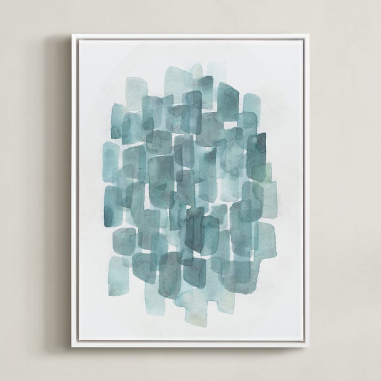 "Steely Blues" - Art Print in Steel Blue by Tennyson Tippy - Framed Canvas