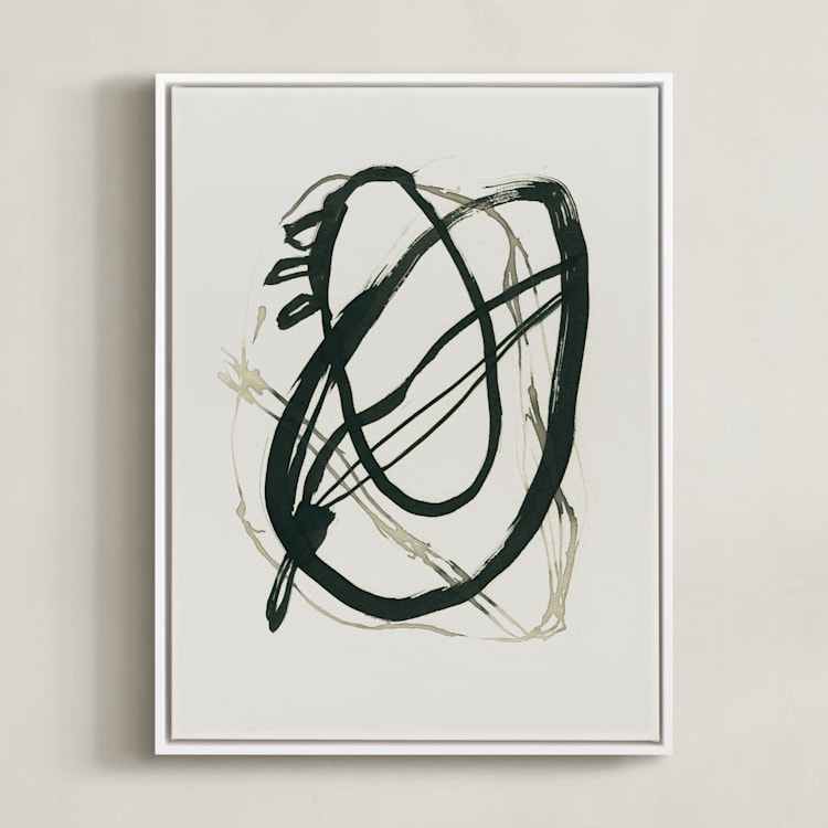 "Black 01" - Art Print in Black - beige by Catilustre - Framed Canvas