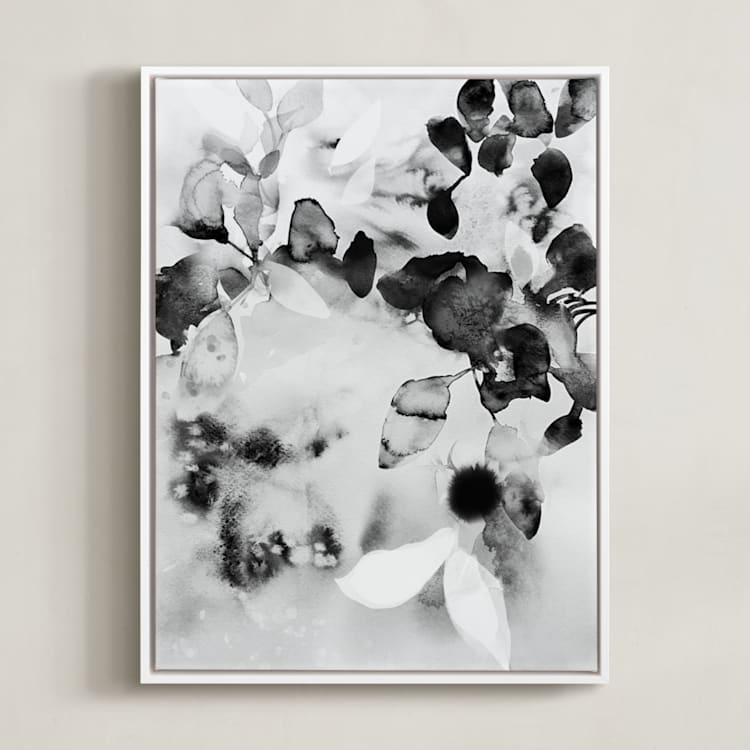 "Flora in B+W" - Art Print in Black and White by Marta Spendowska - Framed Canvas