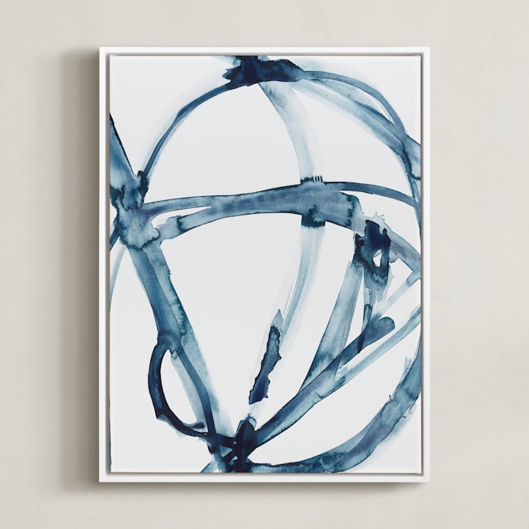 "Indigo Plant Cell" - Art Print in Indigo Blue by Mary Gaspar - Framed Canvas