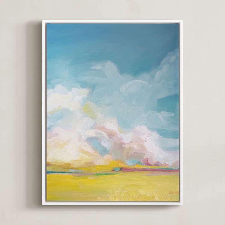 "Summer Winds" - Art Print in Golden Yellow by Emily Jeffords - Framed Canvas