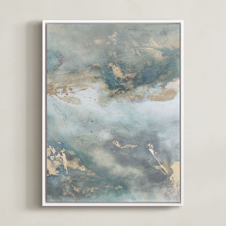 "Luminous Smoke No. 2" - Art Print in Sage & Gold by Julia Contacessi - Framed Canvas