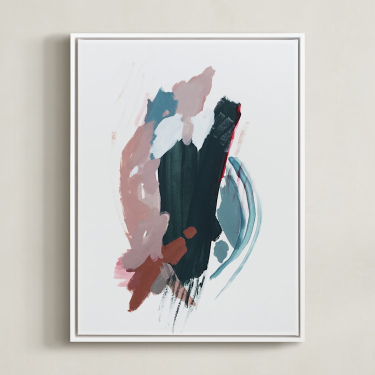 "Mark No. 3" - Art Print in Dark Teal by Kara Schlabaugh - Framed Canvas