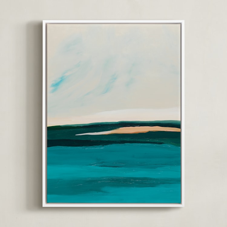 "Hawaiian Reef Abstract Painting" - Art Print in turquoise blue by Caryn Owen - Framed Canvas
