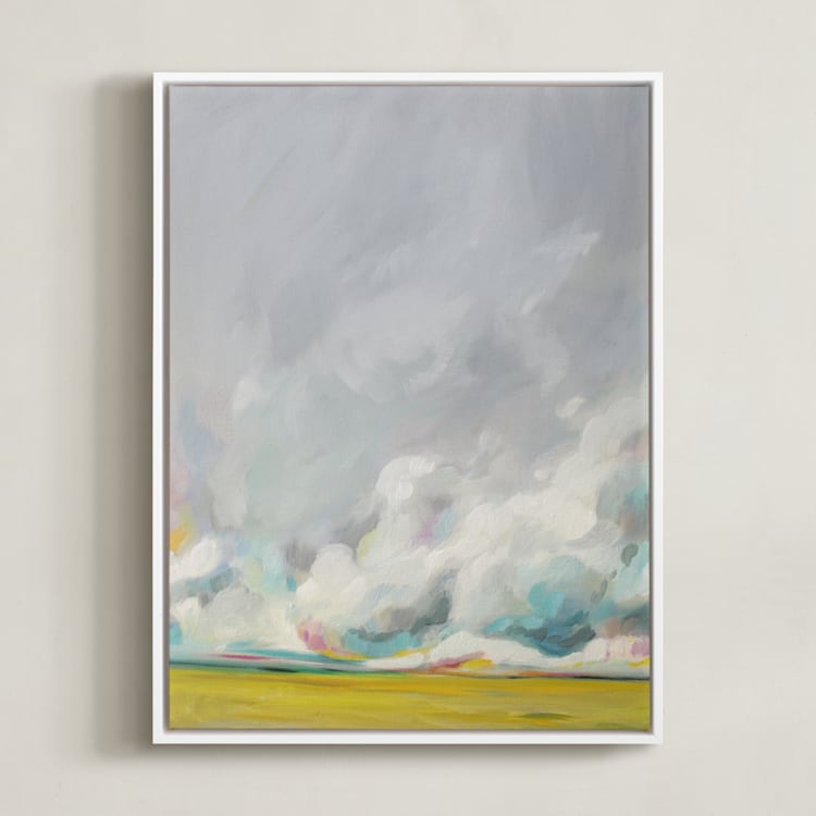 "Mid-summertime" - Art Print in Golden Yellow by Emily Jeffords - Framed Canvas