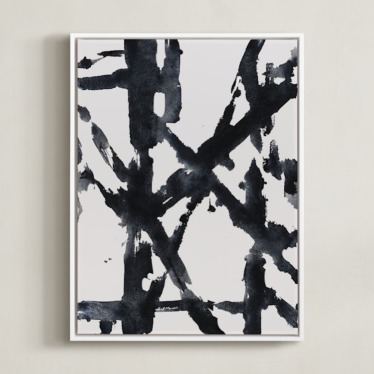 "Ink Bridges 2" - Art Print in Midnight Black by Afton Harding - Framed Canvas