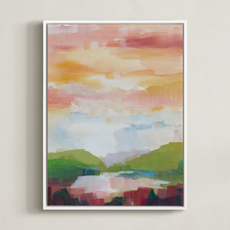 "Leaving Ojai" - Art Print in Vibrant Pink by sue prue - Framed Canvas