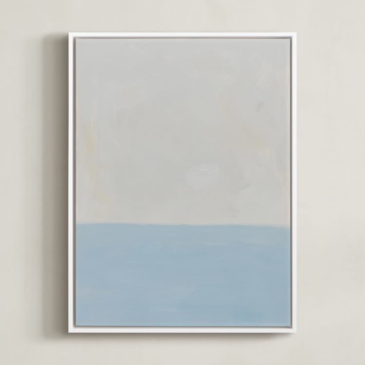 "Calm At Sea" - Art Print in Tranquil Blue by Amanda Phelps - Framed Canvas