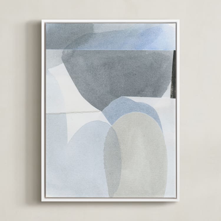 "Construct 3" - Art Print in Soft Blues by Ashleigh Ninos - Framed Canvas