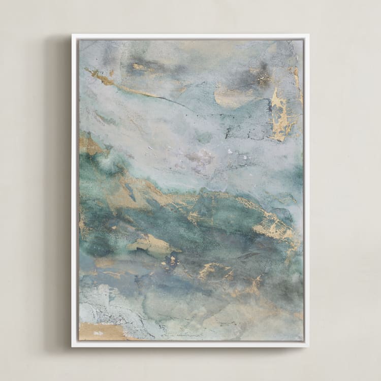 "Luminous Smoke No. 1" - Art Print in Sage & Gold by Julia Contacessi - Framed Canvas