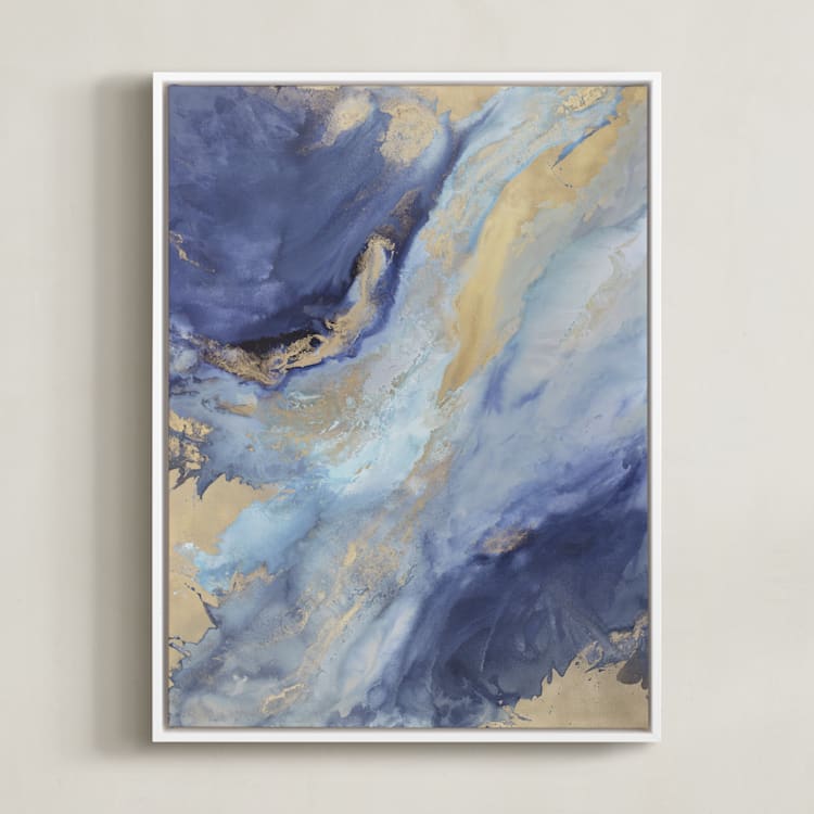 "Olympia Rises" - Art Print in Indigo by Julia Contacessi - Framed Canvas