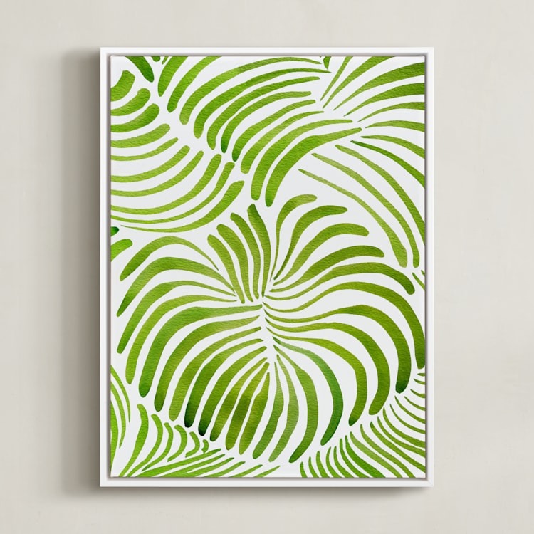 "Minted Forest" - Art Print in Rainforest Green by Deborah Velasquez - Framed Canvas