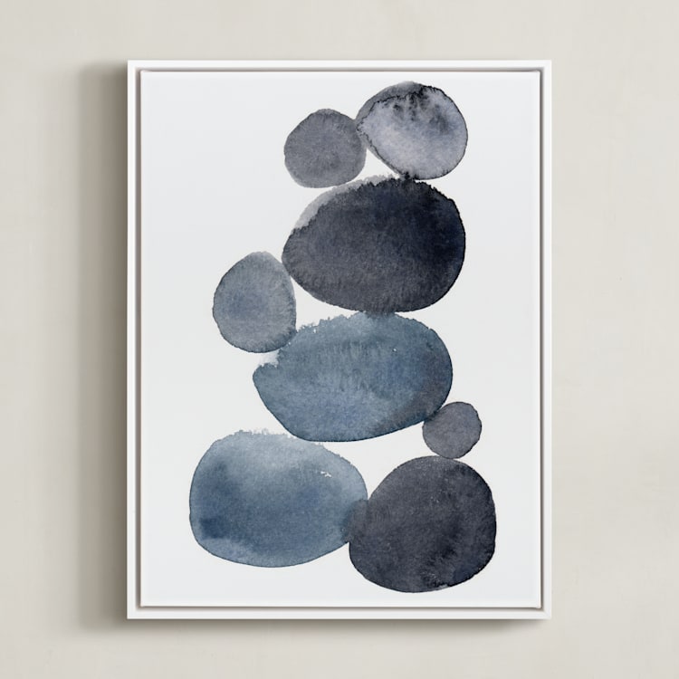 "stone pile" - Art Print in indigo blue by Kelly Witmer - Framed Canvas