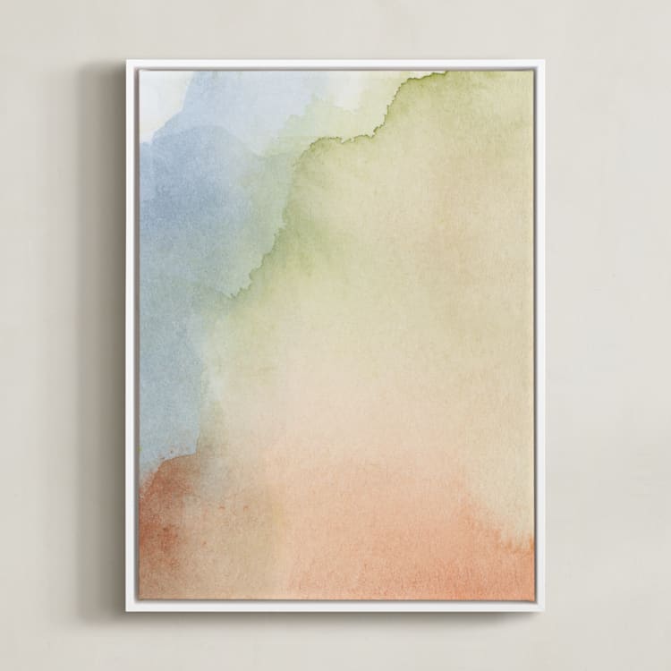 "Somewhere" - Art Print in Warm Pale Green by Artsy Canvas Girl Designs - Framed Canvas