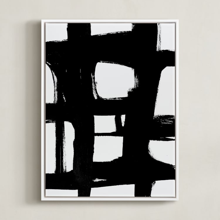 "Hidden Pathways" - Art Print in black and white by Ilana Greenberg - Framed Canvas