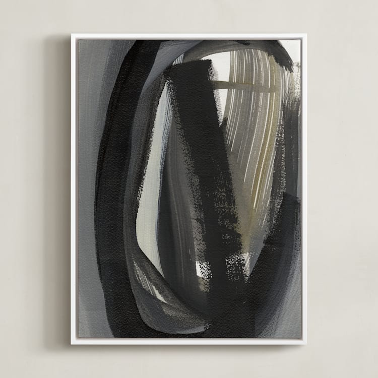 "Olive" - Art Print in Grey by Angela Simeone - Framed Canvas