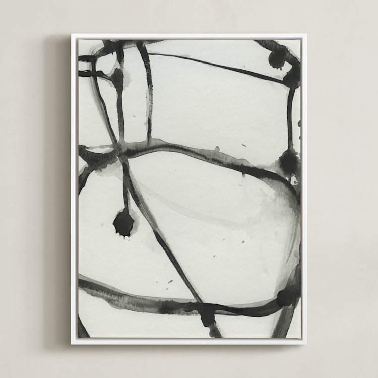 "Plant Cell 3" - Art Print in Black and White by Mary Gaspar - Framed Canvas