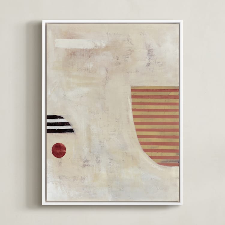 "DROP THE BALL" - Art Print in Cream by Keren Toledano - Framed Canvas