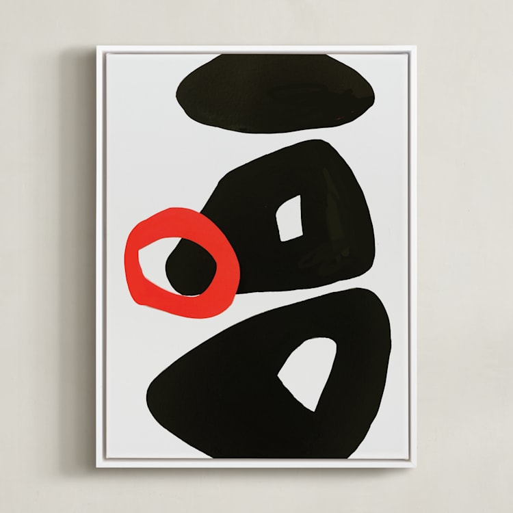 "Red Circle" - Art Print in Ripe Tomato Red by Deborah Velasquez - Framed Canvas