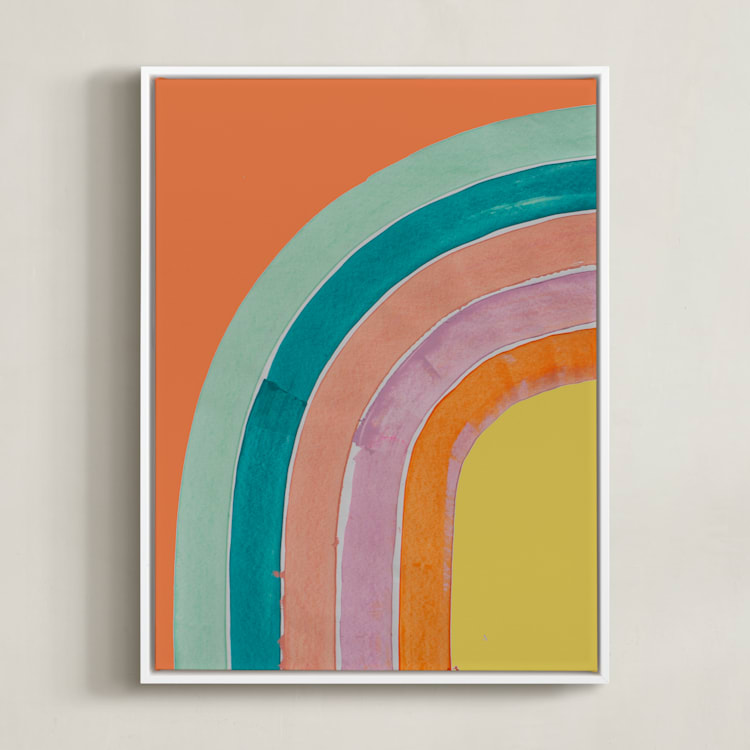 "Sherbet Rainbow" - Art Print in Rainbow by Lise Gulassa - Framed Canvas