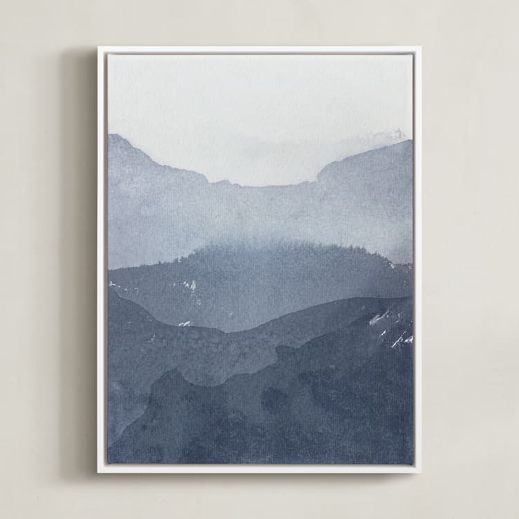 "Sacred Beginning No. 1" - Art Print in Indigo by Julia Contacessi - Framed Canvas