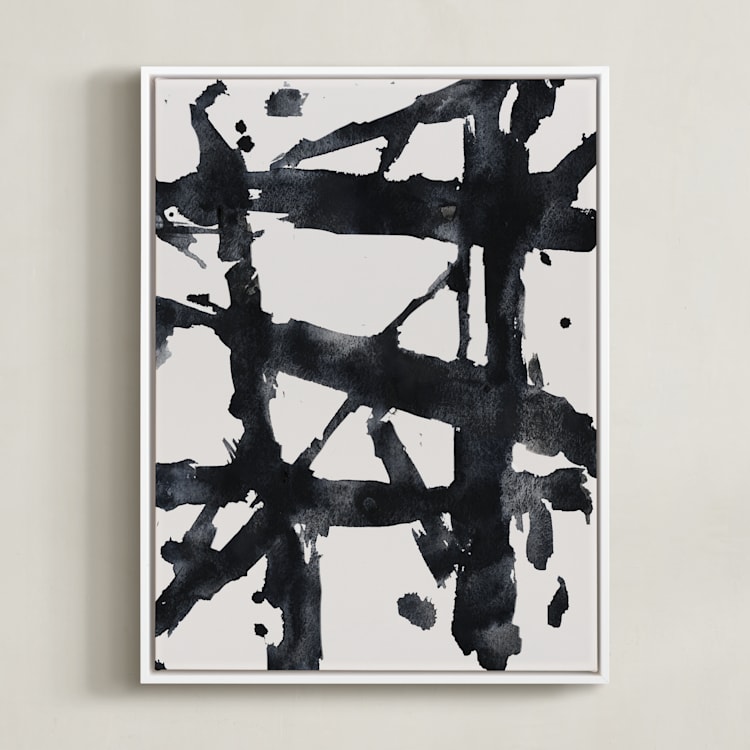"Ink Bridges" - Art Print in Midnight Black by Afton Harding - Framed Canvas