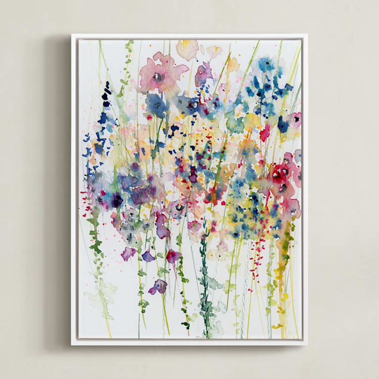 "Wildflowers" - Art Print in rose by Lindsay Megahed - Framed Canvas