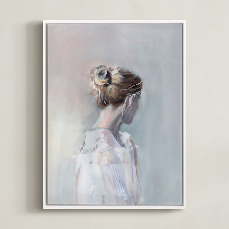 "Linger" - Art Print in soft pastel by Sarah McInroe - Framed Canvas