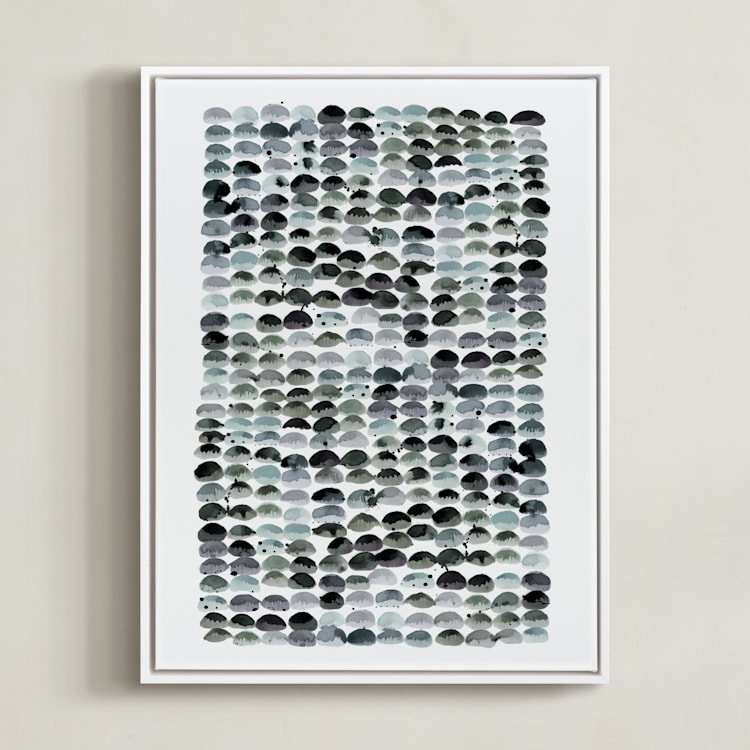 "Pebbles" - Art Print in Mist by Kelly Ventura - Framed Canvas