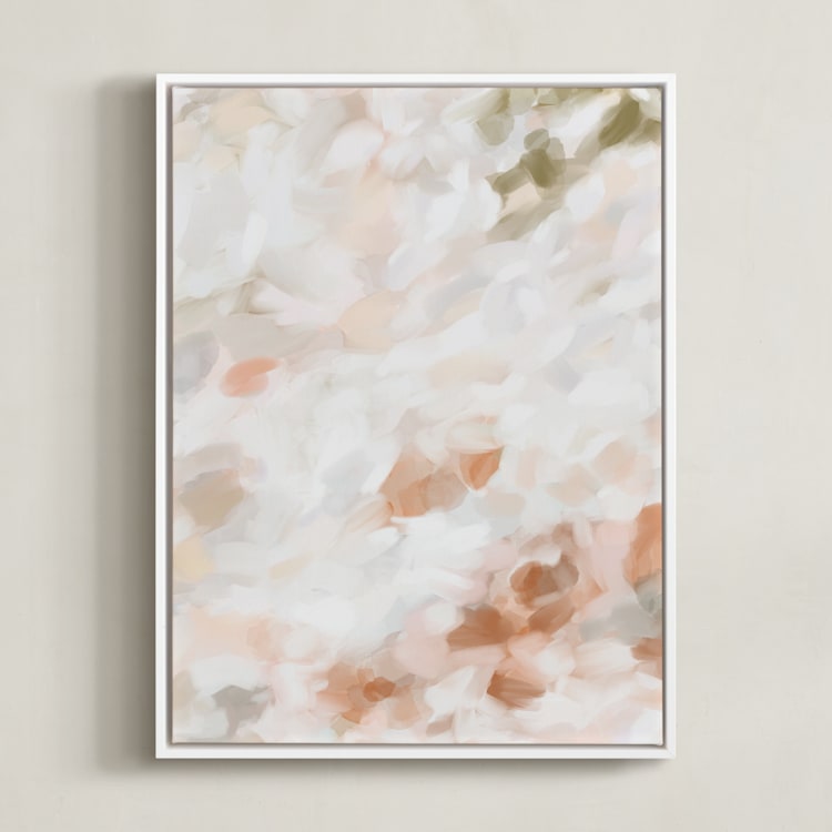 "Whispered 1" - Art Print in coral by Melanie Severin - Framed Canvas