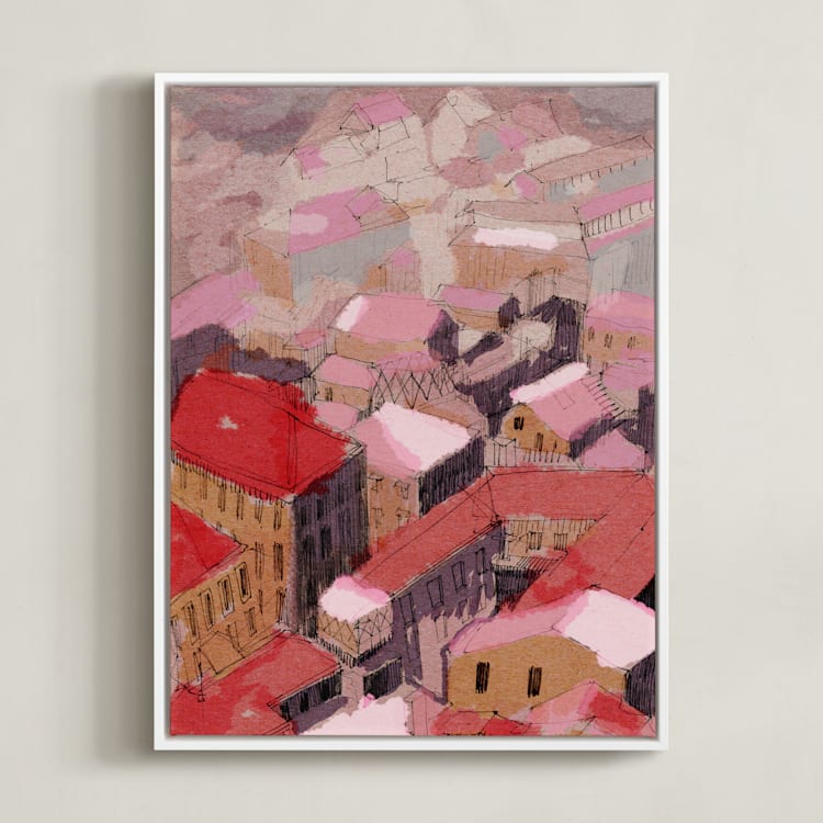 "Painted Venice cityscape" - Art Print in Pastel by Oana Prints - Framed Canvas