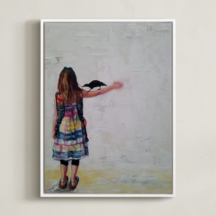 "Littlest Muse" - Art Print in Sunshine Yellow by Jamie Peterson - Framed Canvas