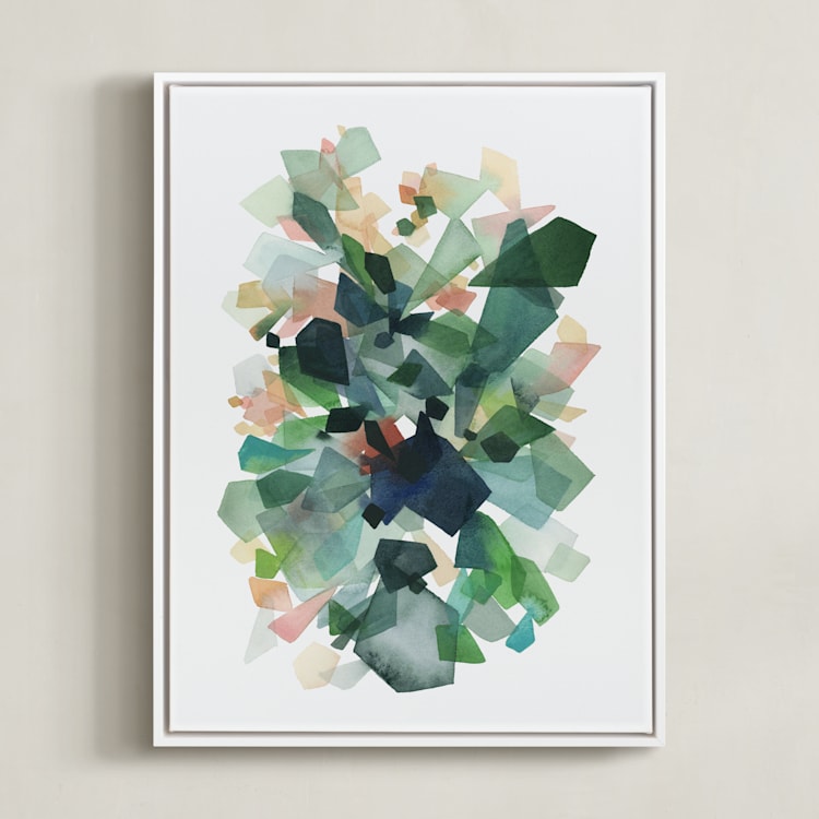 "Emerald Gems" - Art Print in Emerald Green by Yao Cheng Design - Framed Canvas