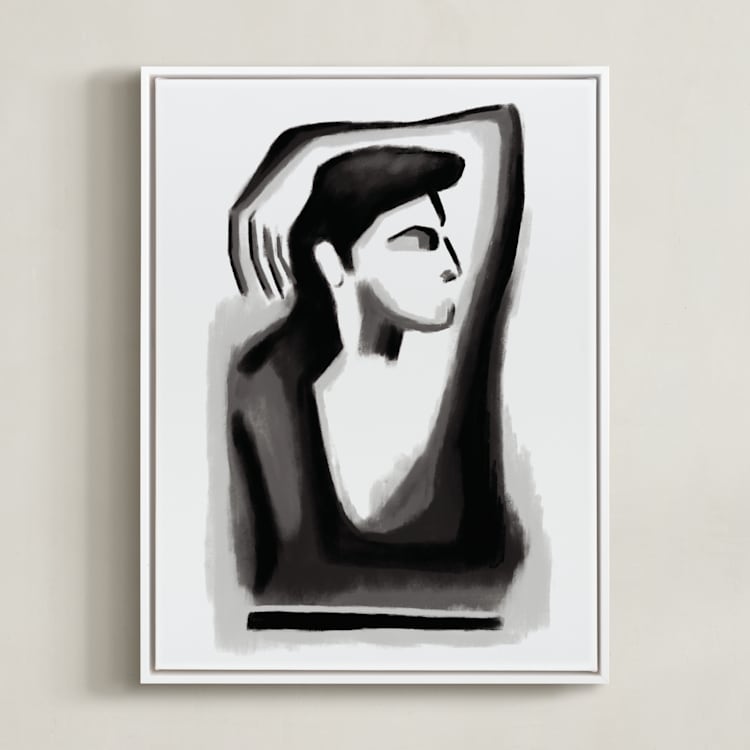 "Contemplation" - Art Print in Midnight by Mansi Verma - Framed Canvas