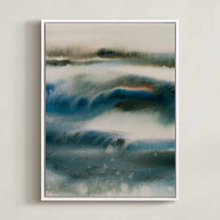 "Blue Embrace / Sky over Ocean" - Art Print in Moonlight Blue by Marta Spendowska - Framed Canvas
