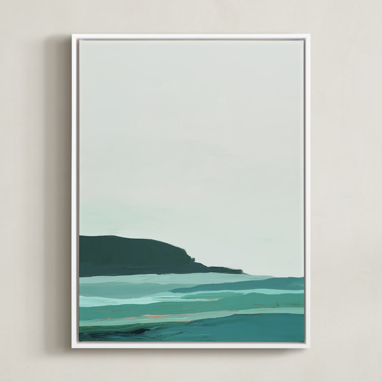 "Abstract Pacific Seascape Diptych 2" - Art Print in Turquoise by Caryn Owen - Framed Canvas